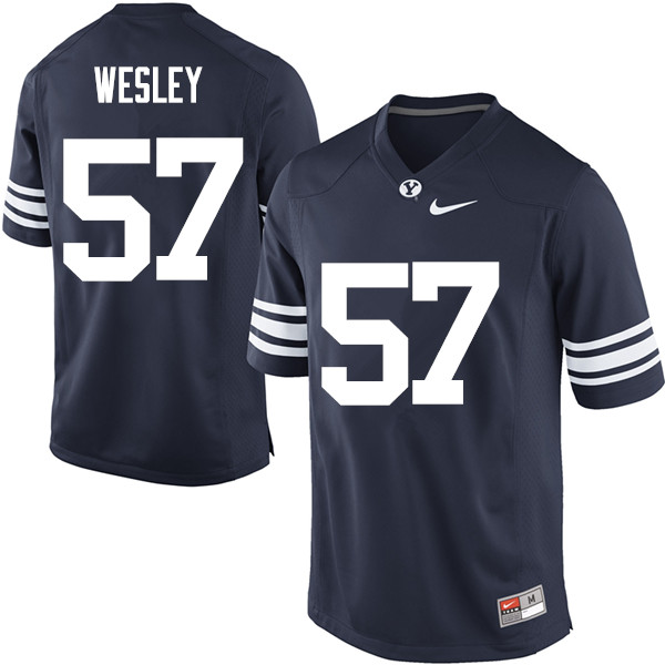 Men #57 DeOndre Wesley BYU Cougars College Football Jerseys Sale-Navy